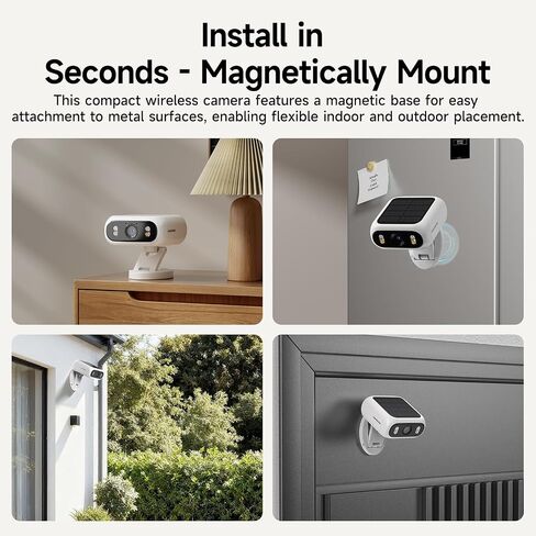 Solar Security Camera Wireless Outdoor, 2.4GHz 5GHz Dual Band WiFi Camera, Magnetic Folding Mount, AI Human/Vehicle Detection, Full Color Night Vision, Siren, 2-Way Talk for Home Garage Yard in Saudi Arabia
