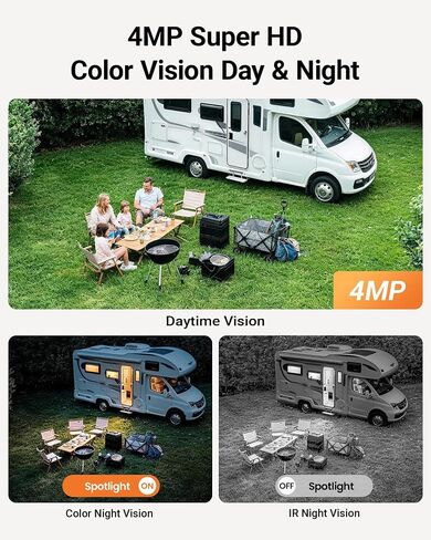 Anlapus 4G LTE Cellular Security Camera, 4MP 2.5K Solar Powered Camera | Outdoor, Pan/Tilt with 360° View, Human Detection, Auto Tracking, Color Night Vision, Included SIM Card & 32GB Memory Card in Kuwait