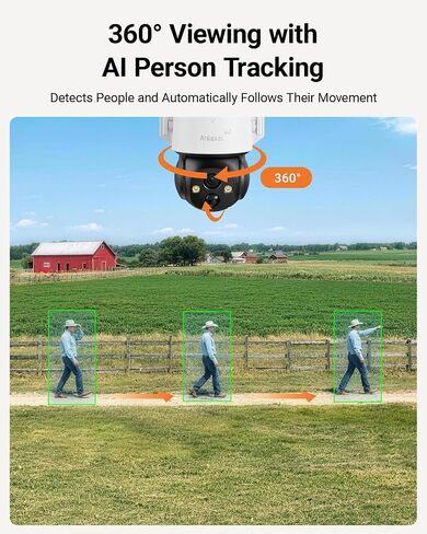 Anlapus 4G LTE Cellular Security Camera, 4MP 2.5K Solar Powered Camera | Outdoor, Pan/Tilt with 360° View, Human Detection, Auto Tracking, Color Night Vision, Included SIM Card & 32GB Memory Card in Kuwait