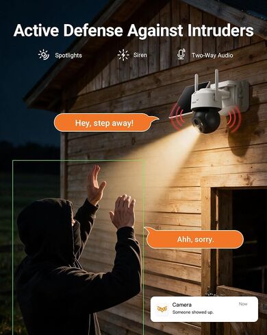 Anlapus 4G LTE Cellular Security Camera, 4MP 2.5K Solar Powered Camera | Outdoor, Pan/Tilt with 360° View, Human Detection, Auto Tracking, Color Night Vision, Included SIM Card & 32GB Memory Card in Kuwait
