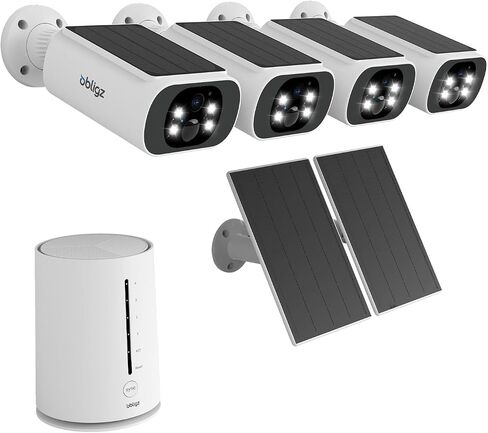 Solar Security Cameras Wireless Outdoor, 4MP Cameras for Home Security Camera System, 64GB Local Storage, No Subscription, Color Night Vision, 2.4 & 5G WiFi, 4-Cam Kit with 2 Add-On Solar Panel in Kuwait