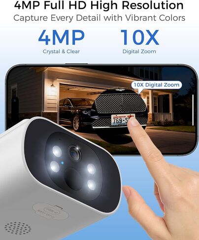Solar Security Cameras Wireless Outdoor, 4MP Cameras for Home Security Camera System, 64GB Local Storage, No Subscription, Color Night Vision, 2.4 & 5G WiFi, 4-Cam Kit with 2 Add-On Solar Panel in Kuwait