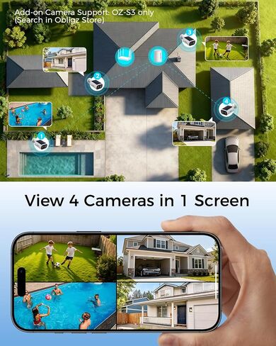 Solar Security Cameras Wireless Outdoor, 4MP Cameras for Home Security Camera System, 64GB Local Storage, No Subscription, Color Night Vision, 2.4 & 5G WiFi, 4-Cam Kit with 2 Add-On Solar Panel in Kuwait