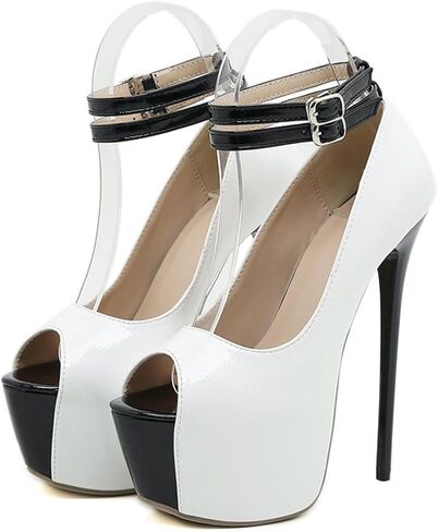 High Heels Women's Platform Stiletto Open Toe Double Buckle Ankle Strap Sandals Party Dress Pumps Shoes 15cm in Saudi Arabia