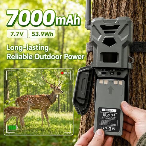 2 Pack LIT-22 PRO Battery 7000mAh for SPYPOINT Trail Camera | Rechargeable Lithium Battery Compatible with Flex-M, S, Plus, G-36 Cellular Trail Cameras (Includes Type-C Cable) in Kuwait