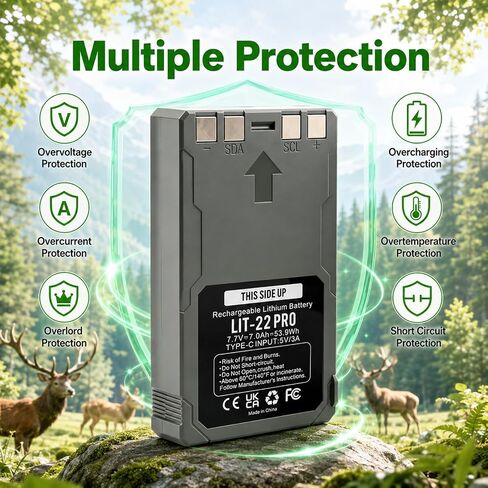 2 Pack LIT-22 PRO Battery 7000mAh for SPYPOINT Trail Camera | Rechargeable Lithium Battery Compatible with Flex-M, S, Plus, G-36 Cellular Trail Cameras (Includes Type-C Cable) in Kuwait