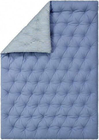 zzlamb 100% Cotton Cover Toddler Comforter, Ultra Soft Lightweight Breathable Baby Blanket for Crib, Reversible All Season Kid Quilt Down Alternative Duvet Insert Machine Washable, 34x47in Navy Stripe in Saudi Arabia