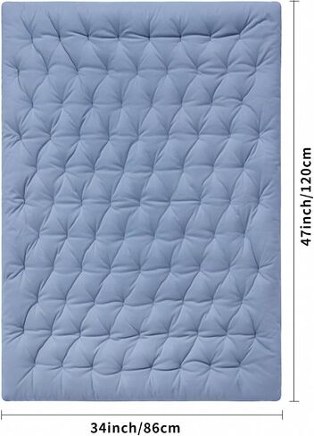 zzlamb 100% Cotton Cover Toddler Comforter, Ultra Soft Lightweight Breathable Baby Blanket for Crib, Reversible All Season Kid Quilt Down Alternative Duvet Insert Machine Washable, 34x47in Navy Stripe in Saudi Arabia