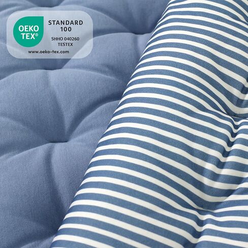 zzlamb 100% Cotton Cover Toddler Comforter, Ultra Soft Lightweight Breathable Baby Blanket for Crib, Reversible All Season Kid Quilt Down Alternative Duvet Insert Machine Washable, 34x47in Navy Stripe in Saudi Arabia