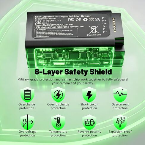 2026 Upgraded 8200mAh E340 Battery Compatible for eufy Video Doorbell E340, High Capacity Replacement Backup Battery with Type-C Charge Cable-1pcs in Kuwait