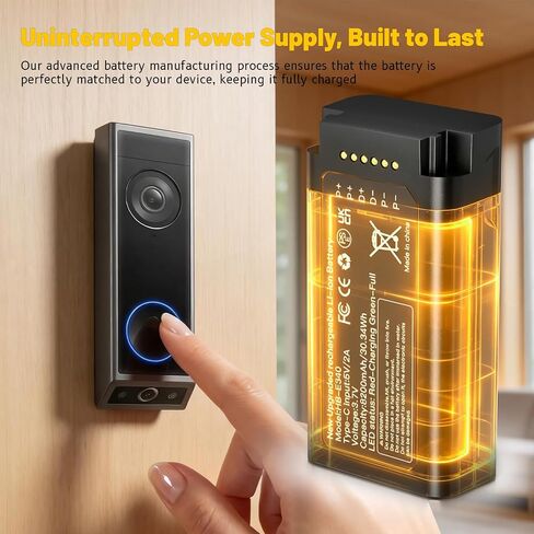 2026 Upgraded 8200mAh E340 Battery Compatible for eufy Video Doorbell E340, High Capacity Replacement Backup Battery with Type-C Charge Cable-1pcs in Kuwait