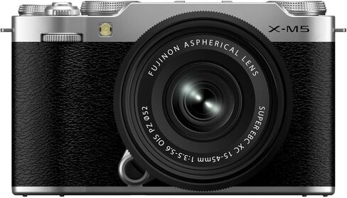 كاميرا FUJIFILM X-M5 مع عدسة مقاس 15-45 مم f/3.5-5.6 (فضية) وحزمة ميكروفون | للتصوير الفوتوغرافي والفيديو وصناعة المحتوى | تكبير القوة | تتضمن بطاقتي ذاكرة بسعة 64 جيجابايت، وميكروفون مثبت على الكاميرا، وإضاءة LED in Kuwait