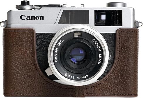 حافظة Canonet 28، حافظة نصف كاميرا مصنوعة يدويًا من الجلد الطبيعي الأصلي لكاميرا Canon Canonet 28 Film مع حزام يد (قهوة) in Kuwait