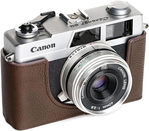 حافظة Canonet 28، حافظة نصف كاميرا مصنوعة يدويًا من الجلد الطبيعي الأصلي لكاميرا Canon Canonet 28 Film مع حزام يد (قهوة) in Kuwait