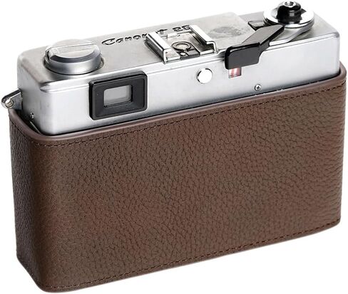 حافظة Canonet 28، حافظة نصف كاميرا مصنوعة يدويًا من الجلد الطبيعي الأصلي لكاميرا Canon Canonet 28 Film مع حزام يد (قهوة) in Kuwait