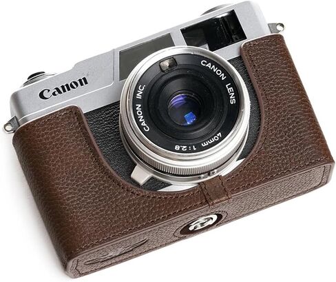 حافظة Canonet 28، حافظة نصف كاميرا مصنوعة يدويًا من الجلد الطبيعي الأصلي لكاميرا Canon Canonet 28 Film مع حزام يد (قهوة) in Kuwait