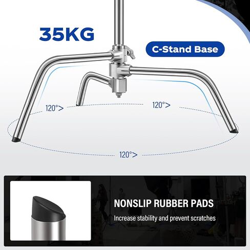 2 Pack Stainless Steel Photography Light Stand 6.9ft/210cm with Holding Arm Sandbag Grip Head Heavy Duty C Stand Sturdy for Photography Studio Video Monolight Softbox Shooting?Black? in Kuwait