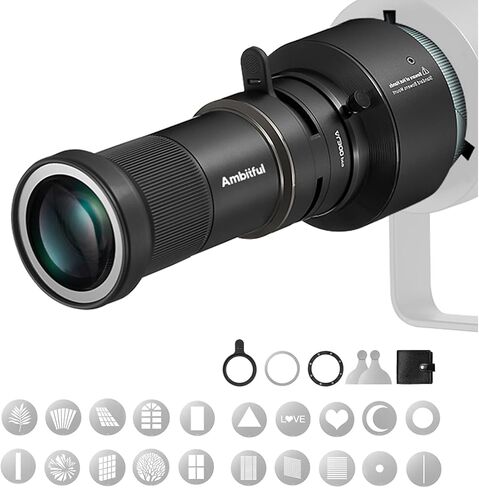Ambitful AL300Pro Optical Snoot,with 20 Gobos,36° Lens Spotlight Bowens Mount Projector Attachment for COB Monolight Portraits,Photography Video Shape Light Studio,Godox LED Light | Bowens Mount Projector Attachment for COB Monolight Portraits,Photography in Saudi Arabia