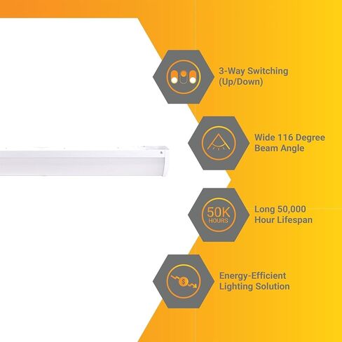 Diodesy- 36-Inch LED Linear Bed Light Fixture 3-Way Switching (Up/Down) 15W/30W/45W Color Selectable 30K/40K/50K 1675-5311 Lumens Dimmable 116° Beam Angle ETL Listed- for Office Shop School Market in Kuwait