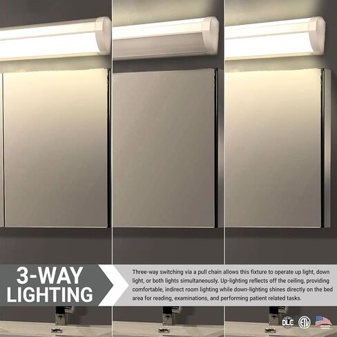 Diodesy- 36-Inch LED Linear Bed Light Fixture 3-Way Switching (Up/Down) 15W/30W/45W Color Selectable 30K/40K/50K 1675-5311 Lumens Dimmable 116° Beam Angle ETL Listed- for Office Shop School Market in Kuwait