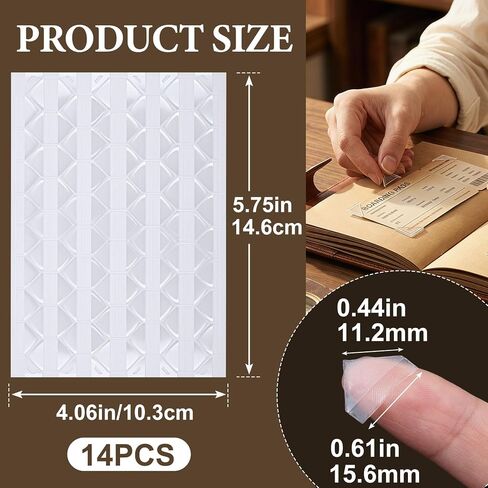 1428 Pcs Self-Adhesive Photo Corners for Scrapbooking, 14 Sheets PVC Picture Mounting Corner Stickers, Invisible Photo Edge Stickers for Family Album DIY Crafts Journal - Clear in Kuwait