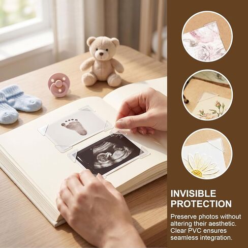 1428 Pcs Self-Adhesive Photo Corners for Scrapbooking, 14 Sheets PVC Picture Mounting Corner Stickers, Invisible Photo Edge Stickers for Family Album DIY Crafts Journal - Clear in Kuwait