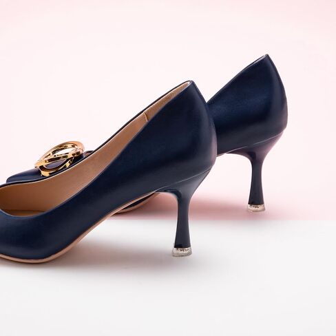 C.Paravano Women's Pumps | Women Heels Closed Toe | Pumps Shoes Women | Chic Pointed Toe Design | Comfort Heels(Navy,Size 10.5) in Saudi Arabia