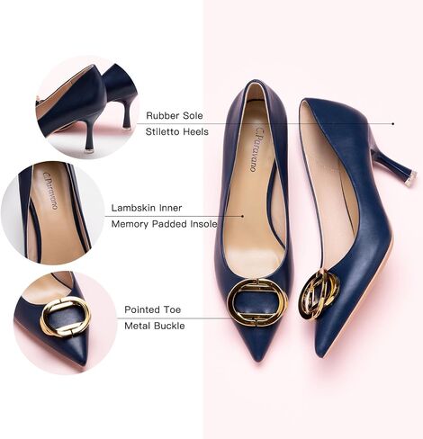 C.Paravano Women's Pumps | Women Heels Closed Toe | Pumps Shoes Women | Chic Pointed Toe Design | Comfort Heels(Navy,Size 10.5) in Saudi Arabia