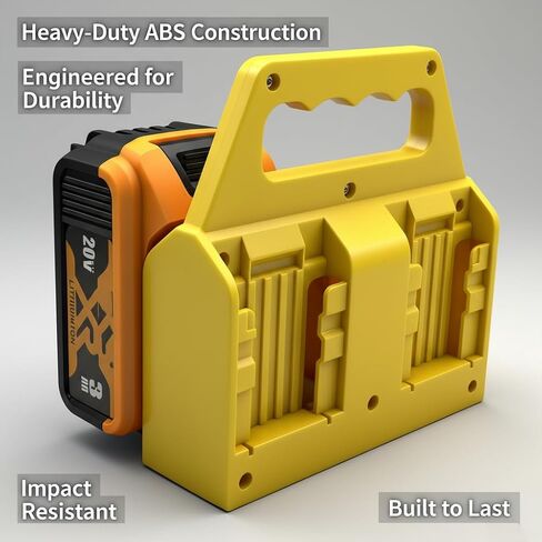 4-Slot Battery Holder Compatible for DeWalt 20V 60V Batteries,Heavy Duty ABS Carrying Case Organizer with Handle, Portable Storage for 2.0Ah-10.0Ah Batteries (Battery Not Included) in Kuwait