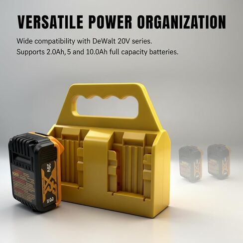 4-Slot Battery Holder Compatible for DeWalt 20V 60V Batteries,Heavy Duty ABS Carrying Case Organizer with Handle, Portable Storage for 2.0Ah-10.0Ah Batteries (Battery Not Included) in Kuwait