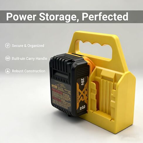 4-Slot Battery Holder Compatible for DeWalt 20V 60V Batteries,Heavy Duty ABS Carrying Case Organizer with Handle, Portable Storage for 2.0Ah-10.0Ah Batteries (Battery Not Included) in Kuwait