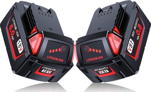 2 Pack | 18 Volt Battery 6.0Ah, Compatible with M-18 Battery Charger and 18V Cordless Power Tools (48-11-1860) in Saudi Arabia