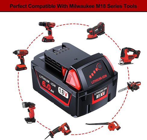 2 Pack | 18 Volt Battery 6.0Ah, Compatible with M-18 Battery Charger and 18V Cordless Power Tools (48-11-1860) in Saudi Arabia