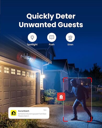 3MP Outdoor Security Camera, 2.4GHz WiFi 6 Smart Bullet Camera with Color Night Vision, AI Human/Vehicle/Sound Detection, Two-Way Talk, Spotlight, IP67, ONVIF, Cloud & microSD Storage up to 256GB in Saudi Arabia