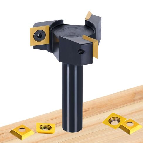 HQMaster Slab Flattening Router Bit 1/4" Shank, 1-1/4" Cutting Dia, ATS Coated 2+2 Flutes Tungsten Carbide CNC Insert Spoilboard Surfacing Router Planer Bit for Softwood, Hardwood, MDF in Saudi Arabia