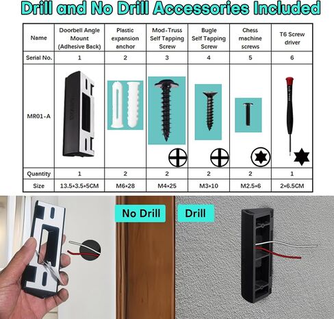 30°-55° Adjustable Angle Mount Bracket for Wyze Battery Video Doorbell, Both Drill & No Drill Aavailable with Security Screws (Angle Mount) in Saudi Arabia