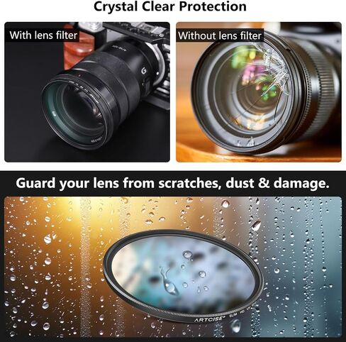 ARTCISE UV Camera Lens Filter 77mm – Ultra-Slim Multi-Coated UV Protective Filter with HD Optical Glass, Scratch Resistant, Waterproof, Anti-Oil Coating, CNC Aluminum Alloy Frame (58mm) in Kuwait