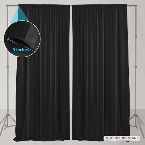 10x10ft Black Backdrop Curtain with Rod Pockets, Wrinkle Free Backdrop Curtains for Parties, for Wedding Birthday Party Decorations Background for Photography 5x10ft, 2 Panels in Saudi Arabia