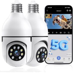 Chpuss Light Bulb Security Camera, 5G& 2.4GHz WiFi Security Cameras Wireless Outdoor for Home Security, 2-Way Audio Color Night Vision, Motion Detection Siren Alarm in Kuwait