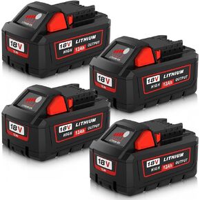 48-11-1812 12.0Ah Replacement for Milwaukee 18V Battery(Multi-2PCS) | Compatible with Milwaukee 18Volt Tools Drill,Sawzall, Impact Driver, Chainsaw, Fuel Grinder in Kuwait