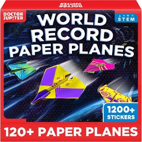 Doctor Jupiter World Record Paper Airplane Book Kit for Kids Ages 5+ | Birthday Gift Ideas for Boys & Girls Ages 5,6,7,8,9,10, STEM Learning Craft Toy, 120+ Planes, 1200+ Stickers in Saudi Arabia