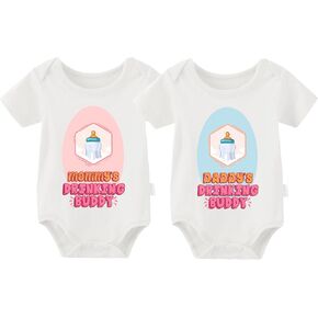YSCULBUTOL 2-Pack Baby Twins Bodysuits Drinking Buddies Infant Clothes Cute Twin Unisex Romper 0-12 Months in Kuwait