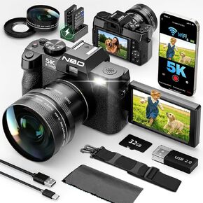 G-Anica 8K 64MP Digital Cameras for Photography with Dual-Lens WiFi | Vlogging Point and Shoot Camera Kit for Beginners,with 180° Flip Screen,16X Zoom,64GB Card,2 Batteries (PINK) in Kuwait