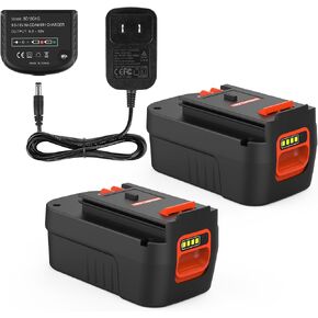 2Pack 6.5Ah Replacement for Black and Decker 18V Battery Firestorm HPB18 HPB18-OPE FS18FL FSB18 244760-00 with Black & Decker 18Volt Charger 90556254-01 in Saudi Arabia