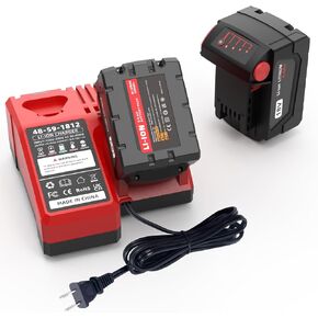 2 Pack 18 V 6.0 Ah Battery and Charger, Replacement for Milwaukee 18V Battery 48-11-1850, Compatible with M18 Cordless Tools in Saudi Arabia