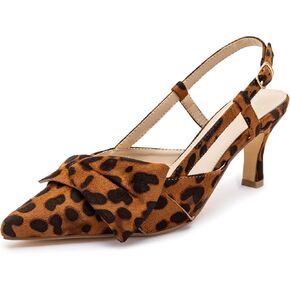 CAMSSOO Women's Kitten Heel Slingback Pumps, Pointed Toe Shoes with Bow | Faux Suede Upper & Comfort Latex Insoles: 2.75 IN Heel Dress Shoes for Wedding, Party, Bridal, Office or Work in Saudi Arabia