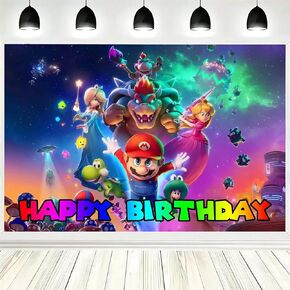 Cute Mario Backdrop, Super Bros Wall Decor Backdrop, Birthday Party Photo Backdrops for Girls and Boys in Kuwait