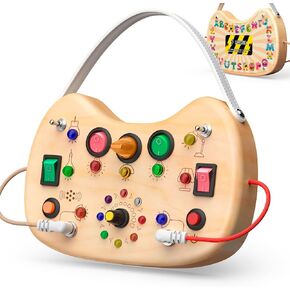 UdoUto My Busy Home Montessori Busy Board for Toddlers 1-3 | Wooden Sensory Activity Board, Kitchen Appliances, Switches, Clock, Educational Fine Motor Skill Toy, for 1+ Year Old Girls in Saudi Arabia