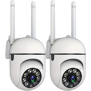 2 piece Wireless WiFi Home Surveillance Camera,1080p Dual-View PTZ Dome Camera,2.4GHz,Automatic Tracking Two-Way Voice Motion Detection,Indoor Security Camera,iOS/Android System in Kuwait