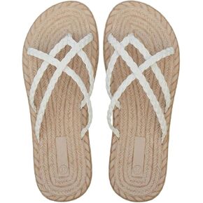 RoseSeek Women's Braided Strappy Sandals Slip on Flat Sandals Thick Sole Slippers Boho Summer Shoes in Kuwait